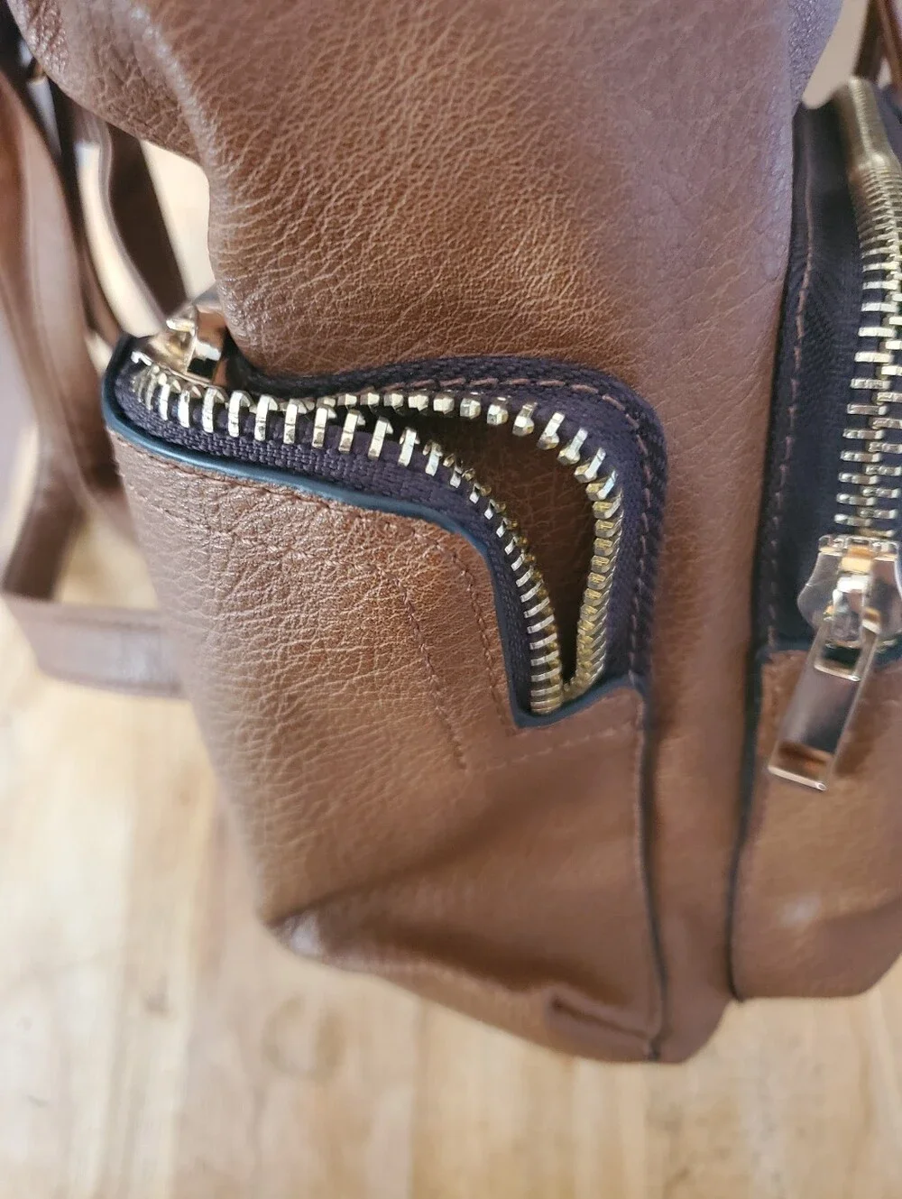 Aldo Tan Faux-Leather Strawstring Snap Backpack